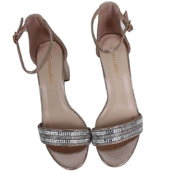 City Classified Gold Shimmer Open Toe Ankle Strap Dress Sandal 7.5 - Picture 4 of 4